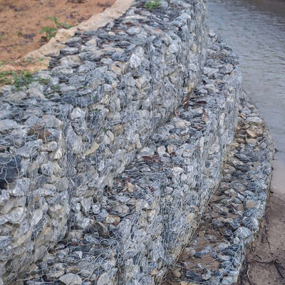 Hexagonal Mesh Hole Gabions Basket Box Wall Galvanized 2x1x1 Box Gabion
