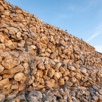Woven Gabion Cage Drainage Canal Reinforcement Flexible Mesh Anti Clogging CE Certified