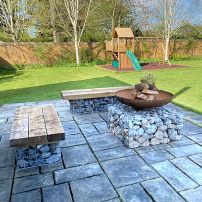 Modular Welded Gabion Seating Commercial Grade Landscape Mesh Benches