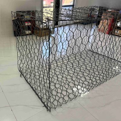 Hexagonal Wire Mesh Wall Netting Gabion Basket / Box With Diaphragms For Seawall Protection