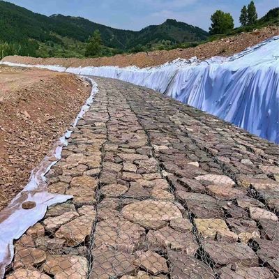 High Strength Woven Gabion Mesh ASTM Certified Hexagonal Grid Design For Slope Protection Drainage