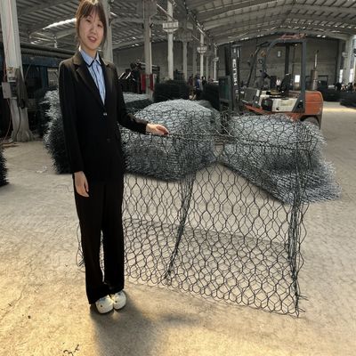 Easy Installation Woven 100 Mm X 80 Mm Iron Wire Mesh Gabion Box Construction Metal Cage Retaining Wall