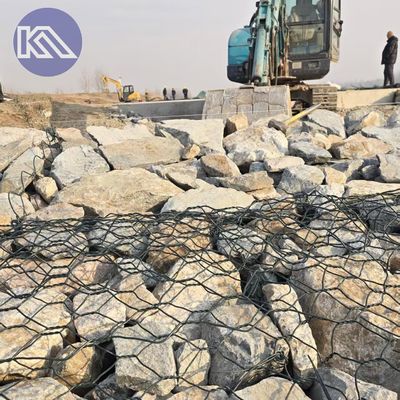 2m X 1m X 1m Hot Dipped Decorative Gabion Baskets Galvanized 2.7mm 80 X 100mm Double Twisted Stone Filled Gabion Box