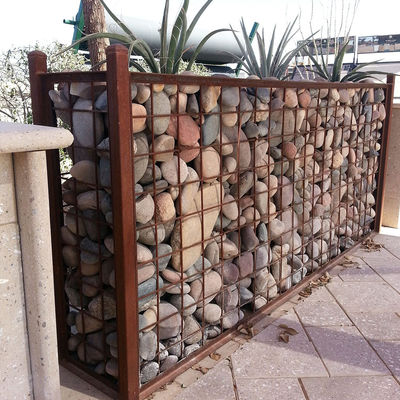 3.0-4.0mm Steel Wire PVC Coated Welded Gabion Stone Wall with100x100mm Mesh 2x1x0.6m Cages for Garden Landscaping