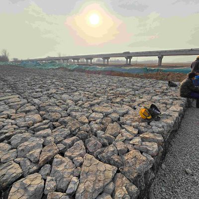 Modular Gabion Basket Systems Double Twist PVC Coated Wire For Erosion Control Civil Engineering