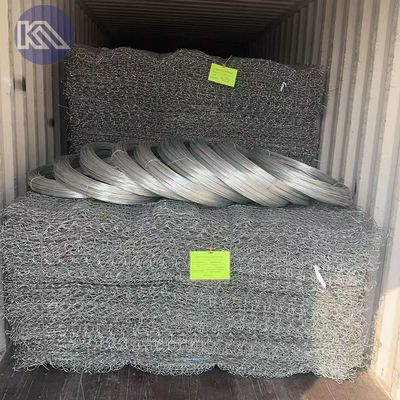 Double Twisted Woven Steel Wire Metal Cage Rock Retaining Wall And Geotextile For Canal Construction Project