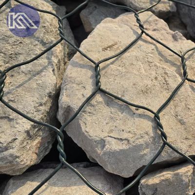 2m X 1m X 1m Hot Dipped Decorative Gabion Baskets Galvanized 2.7mm 80 X 100mm Double Twisted Stone Filled Gabion Box