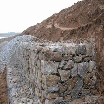Galvanized Or Pvc Coated Gabion Cage Retaining Wall Horizontal Double Twisted Hexagonal Wire Mesh