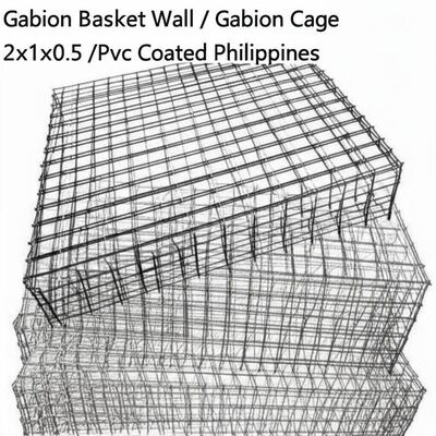 PVC Coated Gabion Basket Wall 2x1x0.5m with Q195 Steel Wire for Erosion Control