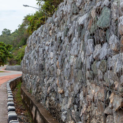 Low Carbon Steel Wire 1x1x2 M Metal Gabions  Filled Box Three Twist Weave