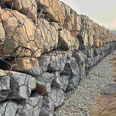 Heavy Duty Woven Gabion Baskets Galvanized Steel Mesh For Flood Control Retaining Walls