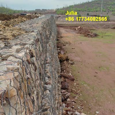 Hexagonal Gabion Wall Cages - Hot-Dip Galvanized Steel for Riverbank Protection