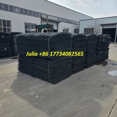 Three Twist Weave PVC Gabion Basket Heavy Duty Wire Mesh Cage For Riverbank Protection Slope Stabilization